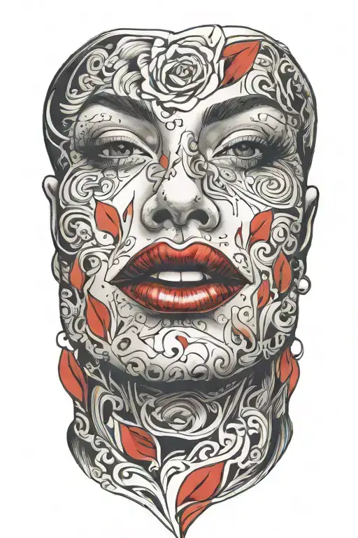 red lip stick figur tattoo design idea