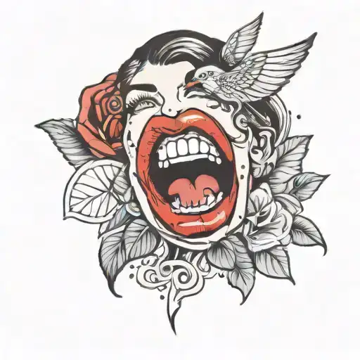 red lip stick figur tattoo design idea