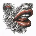 red lip stick figur tattoo design idea