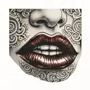 red lip stick figur tattoo design idea