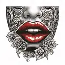 red lip stick figur tattoo design idea