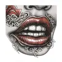 red lip stick figur tattoo design idea