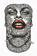 red lip stick figur tattoo design idea