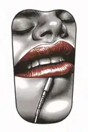 red lip stick figur tattoo design idea