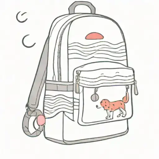 beach waves, red JanSport  backpack, sun, dogs and musical note   tattoo design idea