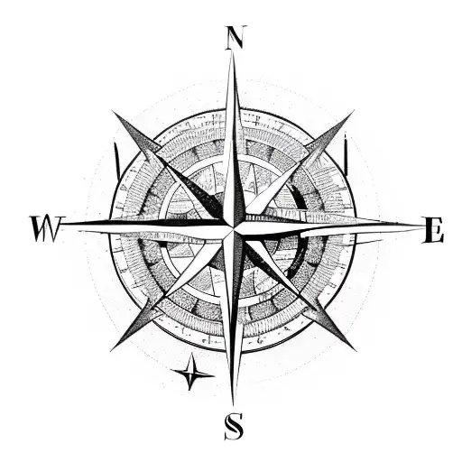 A compass arrow, with a detailed map inside,  tattoo design idea