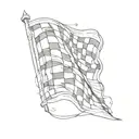 A minimalist tattoo of a checkered flag waving in the wind, with the number 5 subtly incorporated into the design tattoo design idea