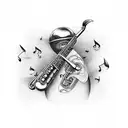 sky, jazz note tattoo design idea