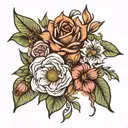 April August November and December birth flower bouquet tattoo design idea