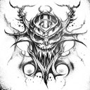 demoniac axe with a venom snake twisted around tattoo design idea