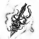 demoniac axe with a venom snake twisted around tattoo design idea