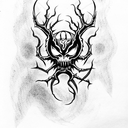 demoniac axe with a venom snake twisted around tattoo design idea