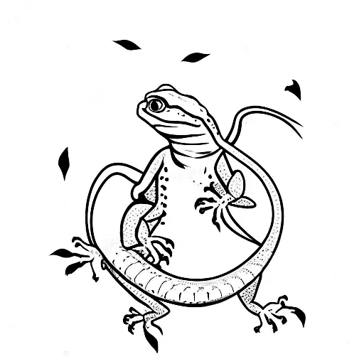 lizard on turntable tattoo design idea