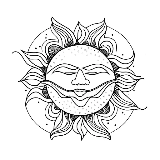 sun and moon tattoo design idea