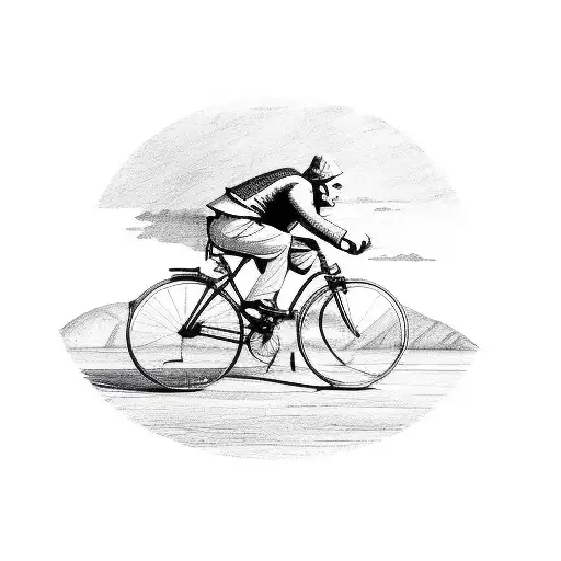 man riding a bicycle tattoo design idea