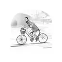man riding a bicycle tattoo design idea
