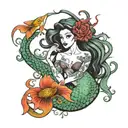 Ariel as a mermaid  with ursulas eels circling her tattoo design idea