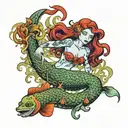 Ariel as a mermaid  with ursulas eels circling her tattoo design idea