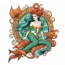 Ariel as a mermaid  with ursulas eels circling her tattoo design idea