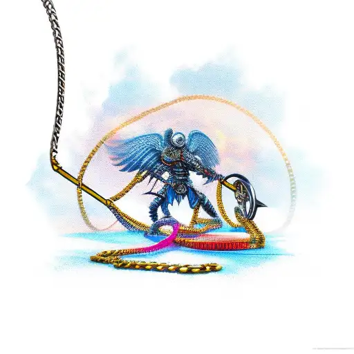 scythe with chain tattoo design idea