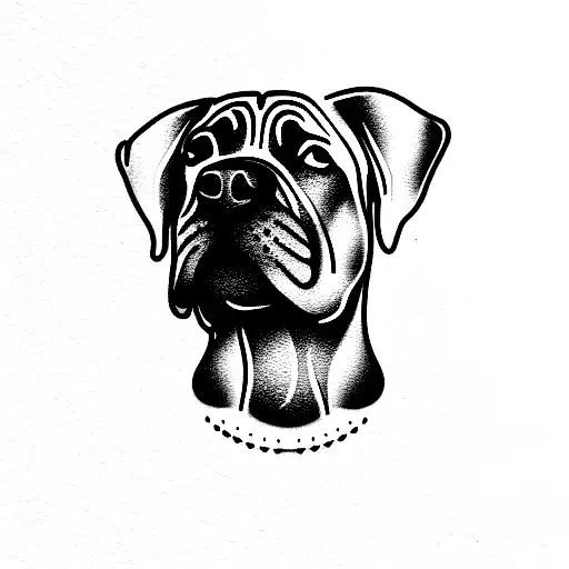 cane corso with cropped ears tattoo design idea