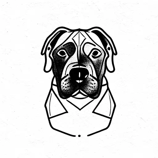 cane corso with cropped ears tattoo design idea
