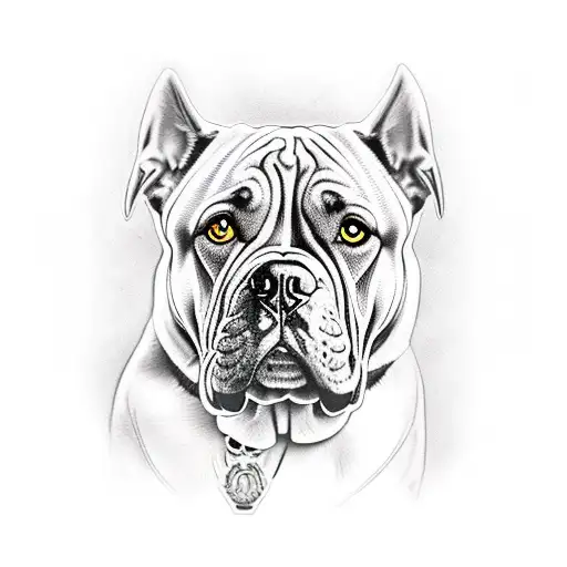 cane corso with cropped ears tattoo design idea