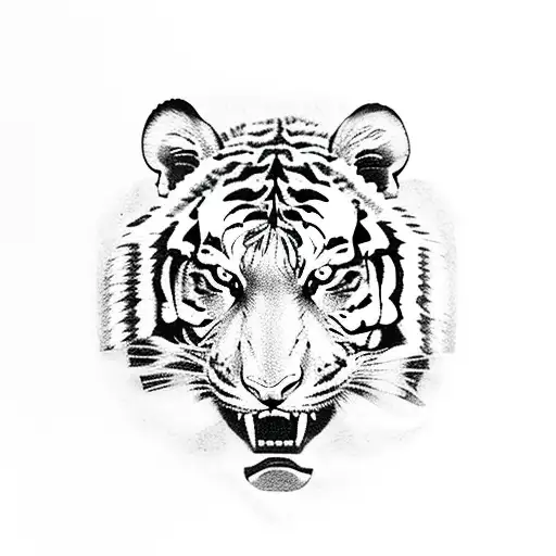 full body tiger growling symbol for strength tattoo design idea