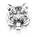 full body tiger growling symbol for strength tattoo design idea