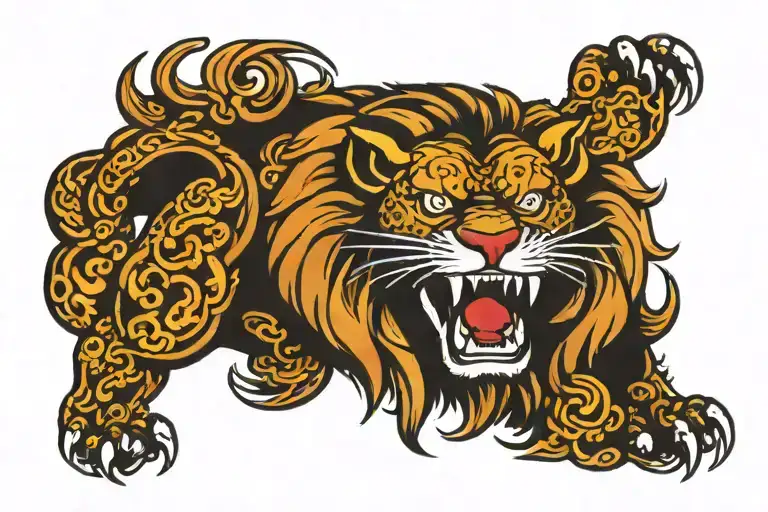 armband Japanese lion roaring tattoo design idea