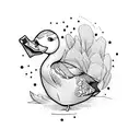funny yellow duck  tattoo design idea