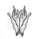 Prayer hands holding a script scroll tattoo design idea