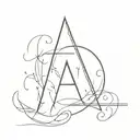 combined initial A M T tattoo design idea