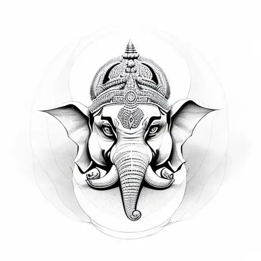 Premium Vector | Lord ganesha head with lotus drawing indian spirit animal  elephant tattoo or yoga design