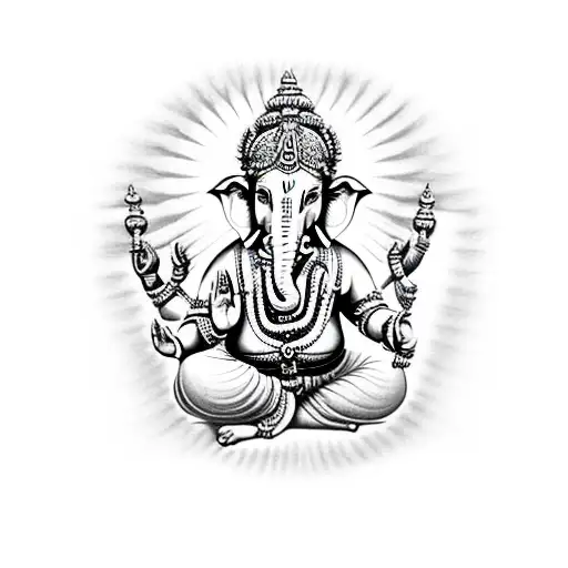 lord ganesha with sun tattoo design idea