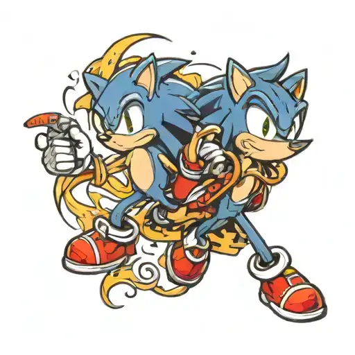 sonic and autism tattoo design idea