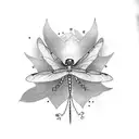 Sleeve tattoo on the arm that includes a paper boat, a dragonfly, a crow, phrase that says "smiles life is beautiful" tattoo design idea