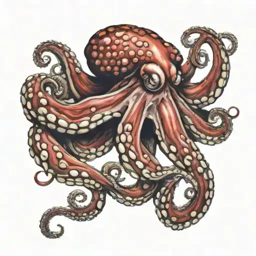 red octopus realistic   tattoo design idea
