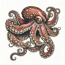 red octopus realistic   tattoo design idea