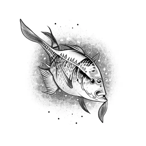 Cyber sigilism dead fish tattoo design idea