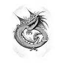 dragon bitting the chain of anchor tattoo design idea