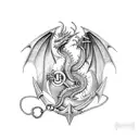 dragon bitting the chain of anchor tattoo design idea