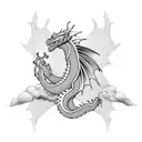 dragon bitting the chain of anchor tattoo design idea