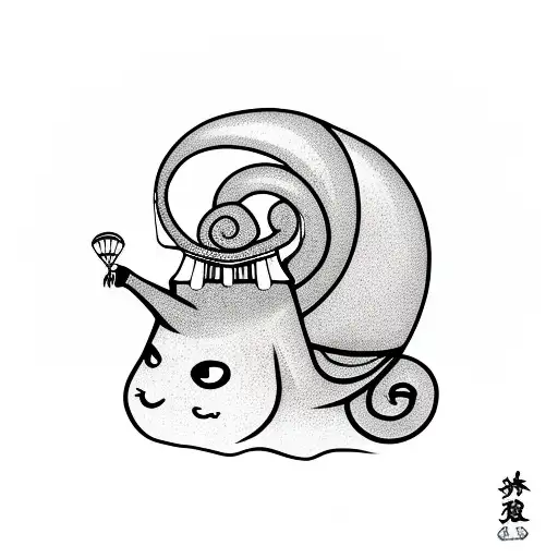 snail and kite are friends , with thai character for each tattoo design idea