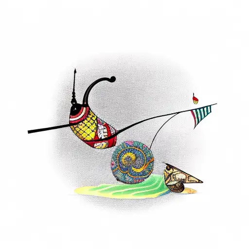 snail and kite with thai character for each tattoo design idea