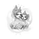 mother and daughter tattoo design idea
