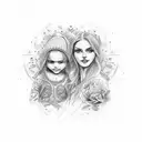 mother and daughter tattoo design idea
