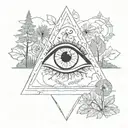 triangle with eye surrounded by nature  tattoo design idea
