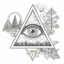 triangle with eye surrounded by nature  tattoo design idea