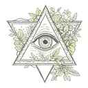 triangle with eye surrounded by nature  tattoo design idea